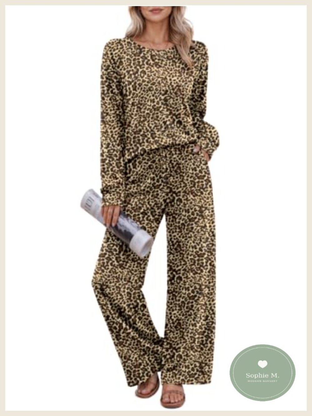 Ekouaer Women's Long Sleeve Crew Neck Pajama Set with Pockets